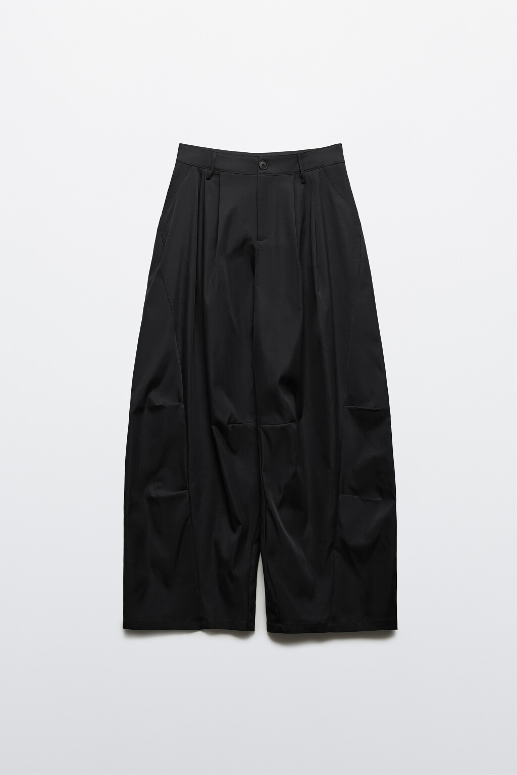 Брюки barrel fit из костюмной ткани - цвет черный - 1