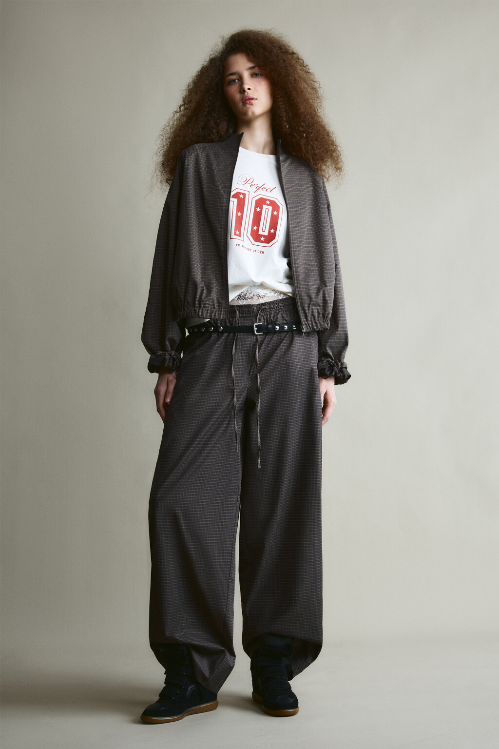 брюки трикотажные на завязка в клетку с кружевом - цвет мультиколор - 5