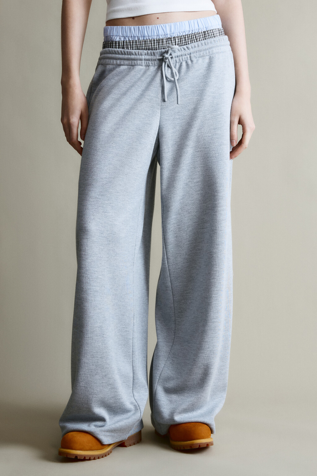 Брюки barrel fit с имитацией второго слоя - цвет серый - 2