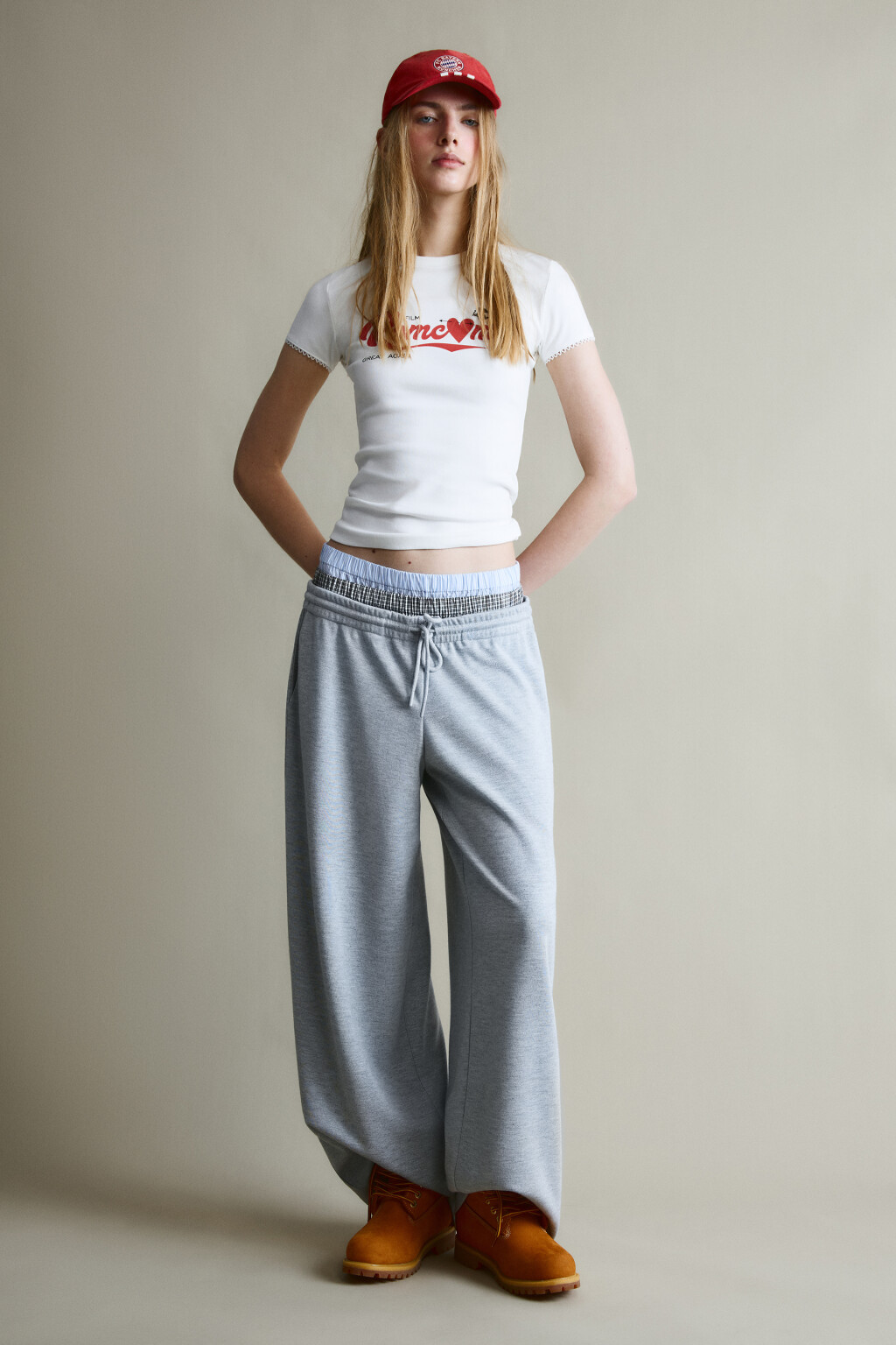 Брюки barrel fit с имитацией второго слоя - цвет серый - 4