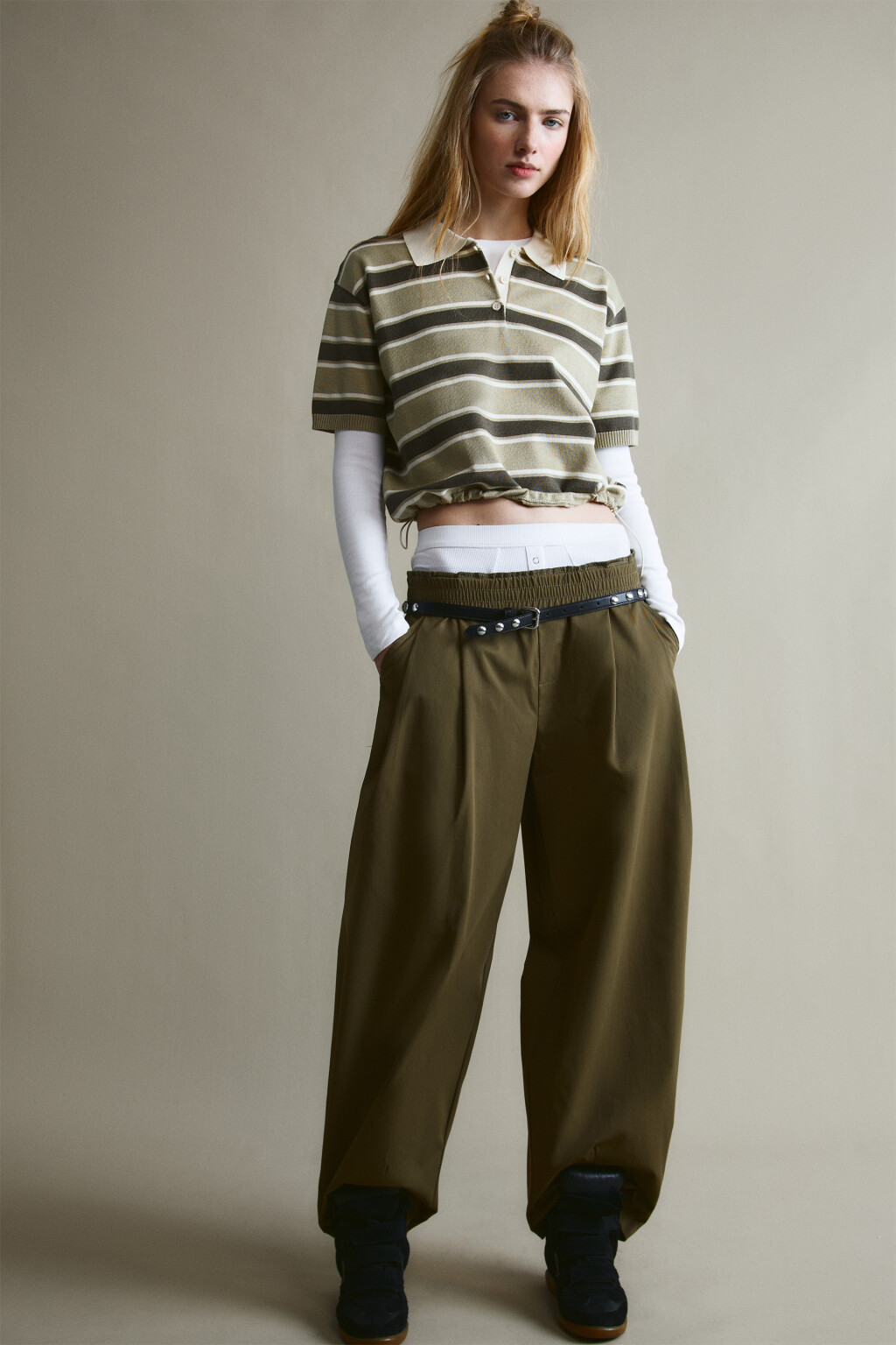 Брюки barrel fit со средней посадкой - цвет зеленый - 2