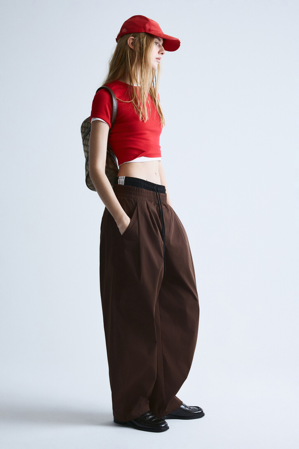 Брюки barrel fit со средней посадкой - цвет коричневый - 2