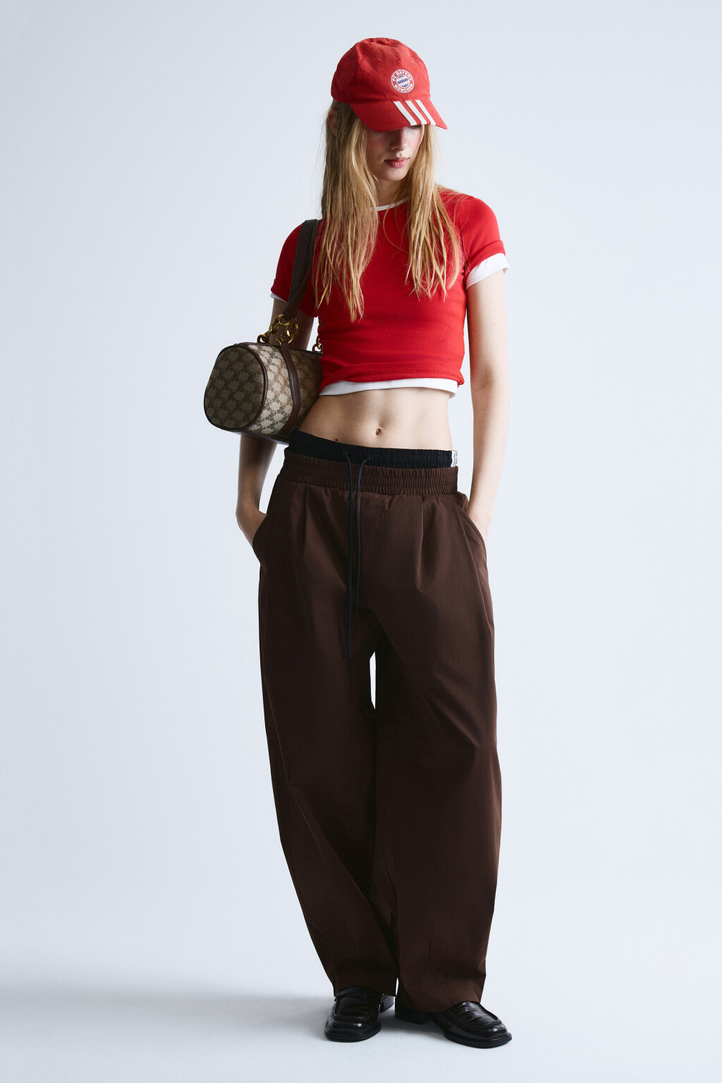 Брюки barrel fit со средней посадкой - цвет коричневый - 5