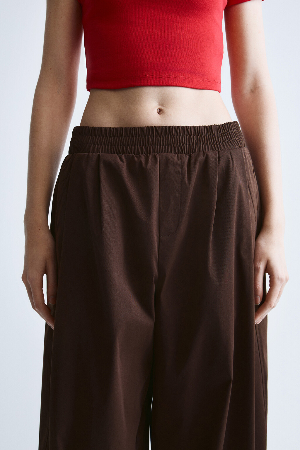 Брюки barrel fit со средней посадкой - цвет коричневый - 6