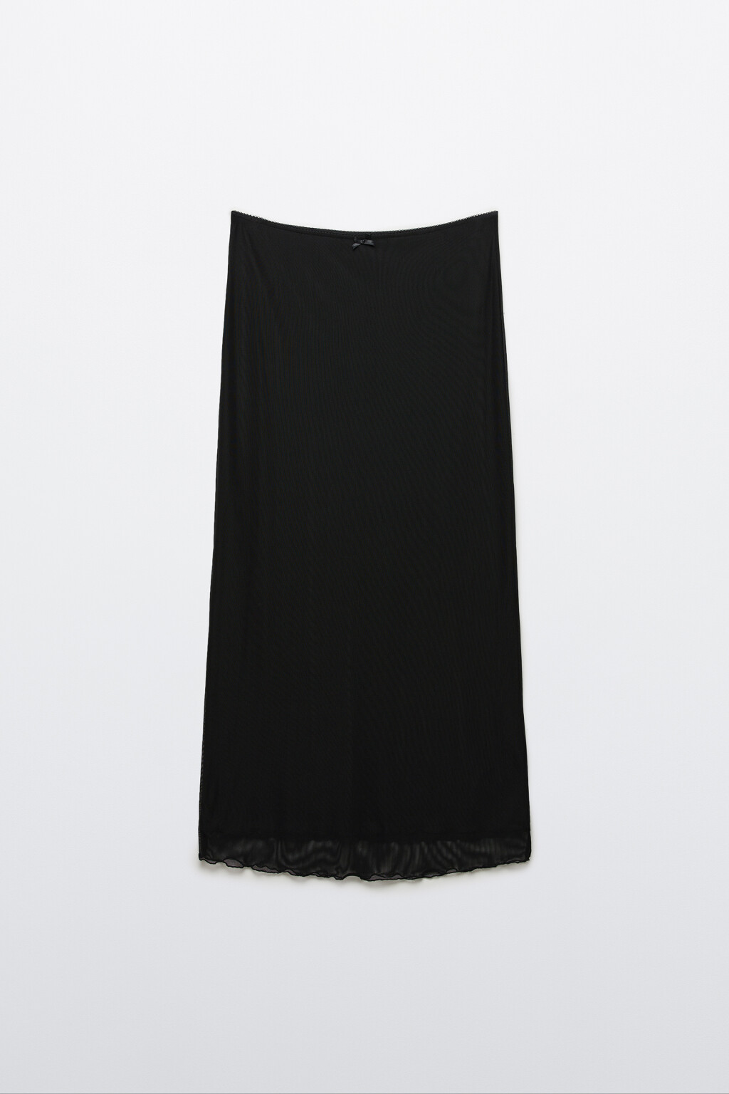 Юбка миди из сетки с кружевом - цвет черный - 1