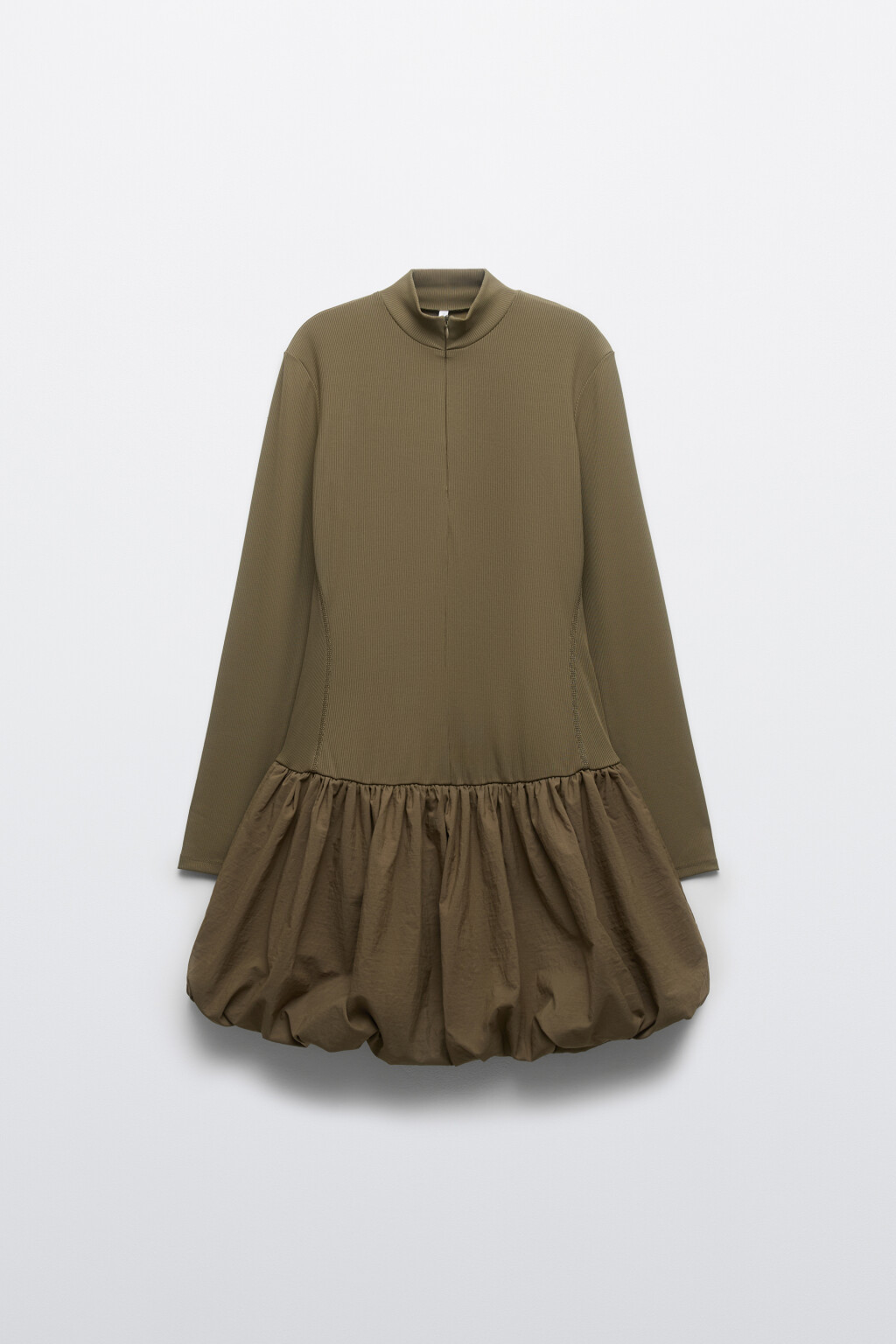 Платье в рубчик с юбкой-баллон - цвет зеленый - 8