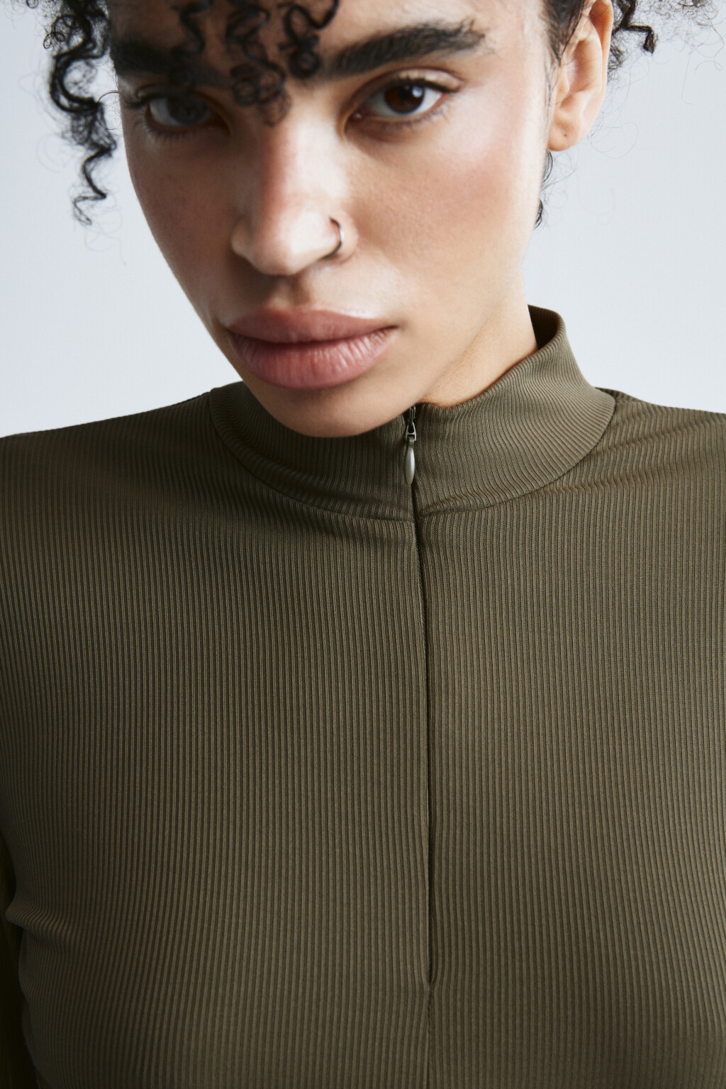 Платье в рубчик с юбкой-баллон - цвет зеленый - 6