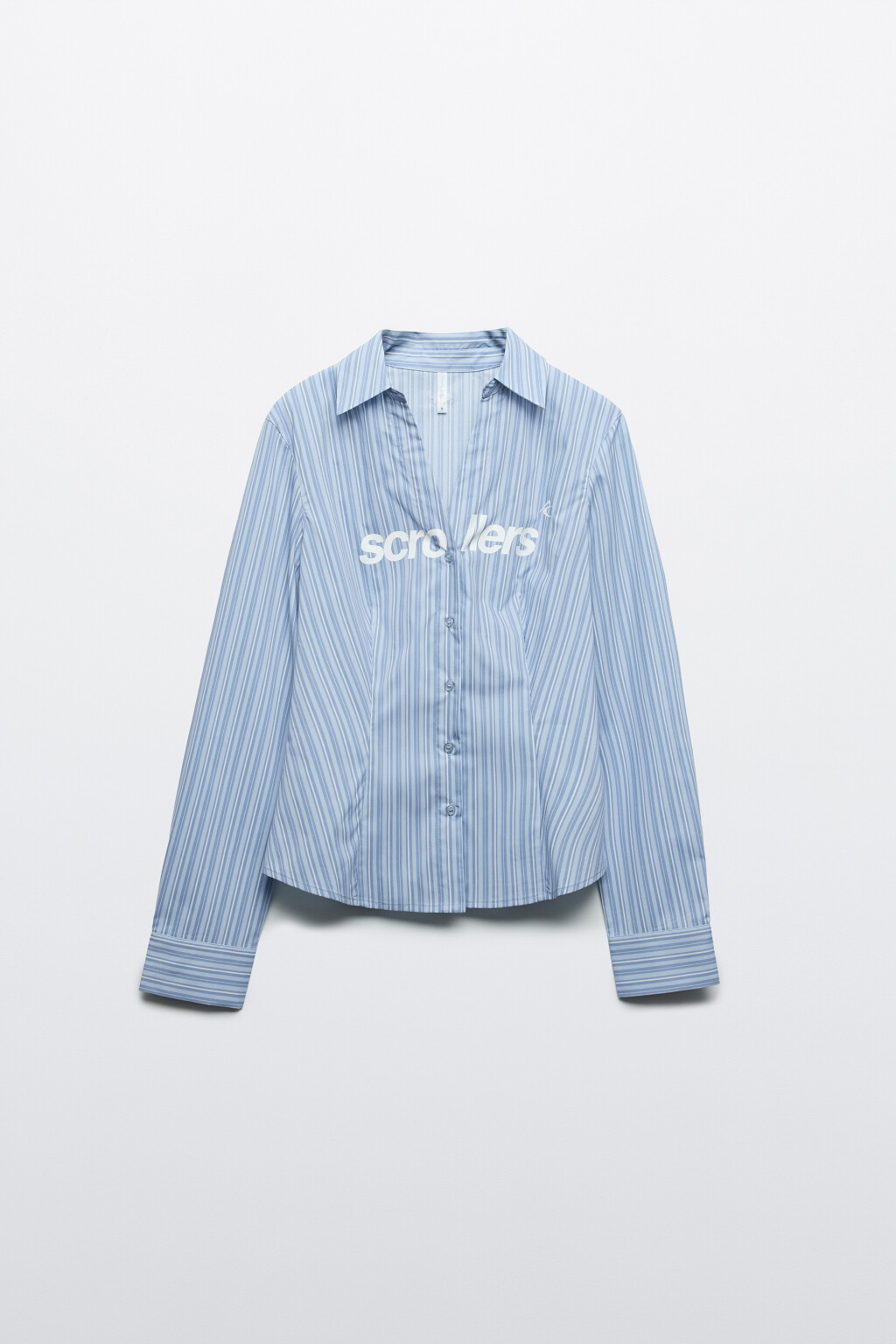 Рубашка приталенная в полосочку - цвет голубой - 8
