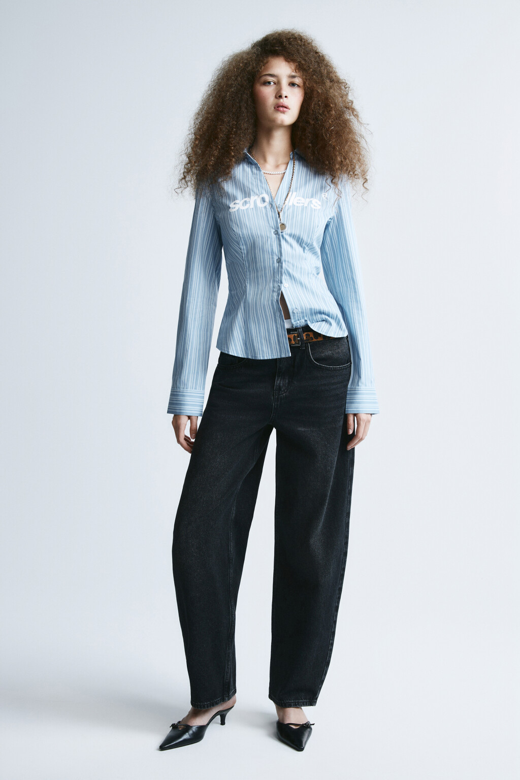 Рубашка приталенная в полосочку - цвет голубой - 4