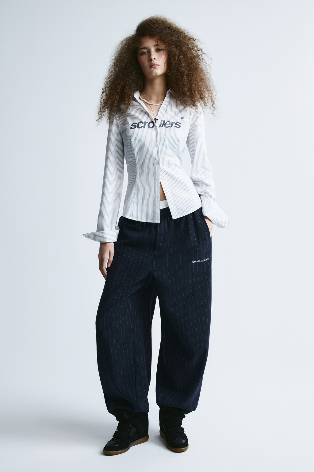 Рубашка приталенная в полосочку - цвет черный - 4