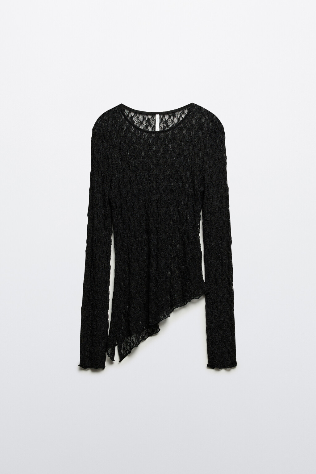 Блузка кружевная с асимметричным низом - цвет черный - 7