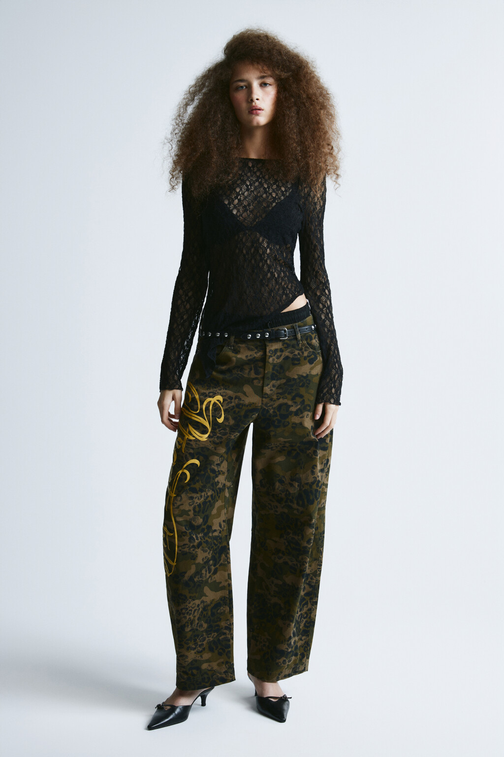 Блузка кружевная с асимметричным низом - цвет черный - 4