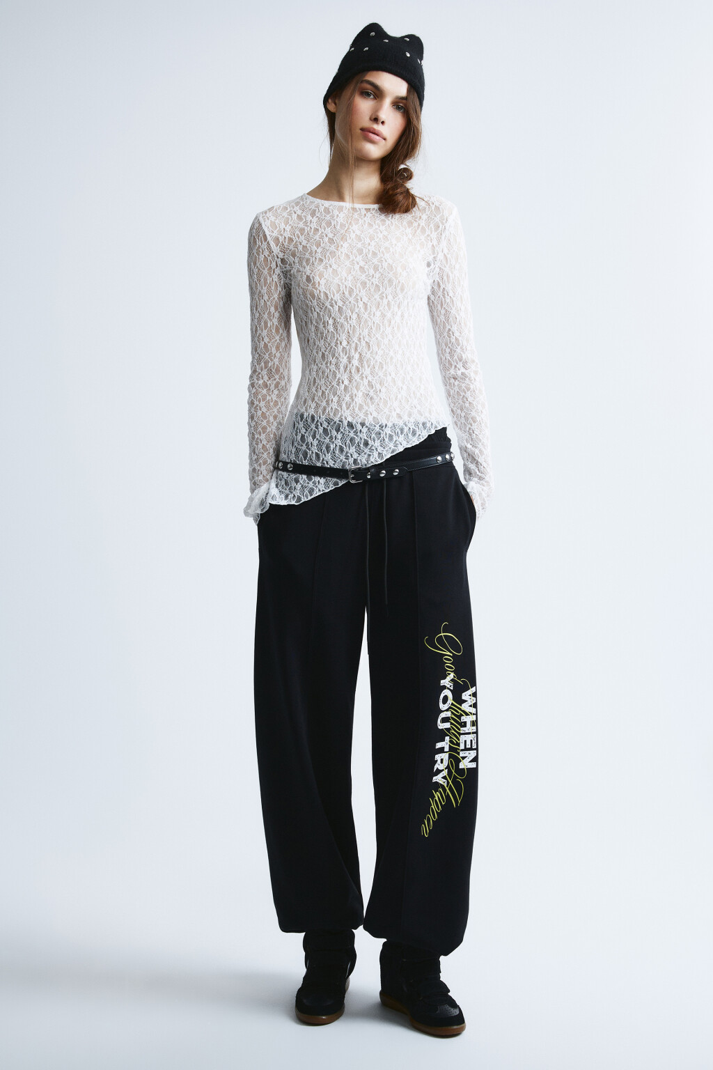 Блузка кружевная с асимметричным низом и разрезом - цвет молочный - 4