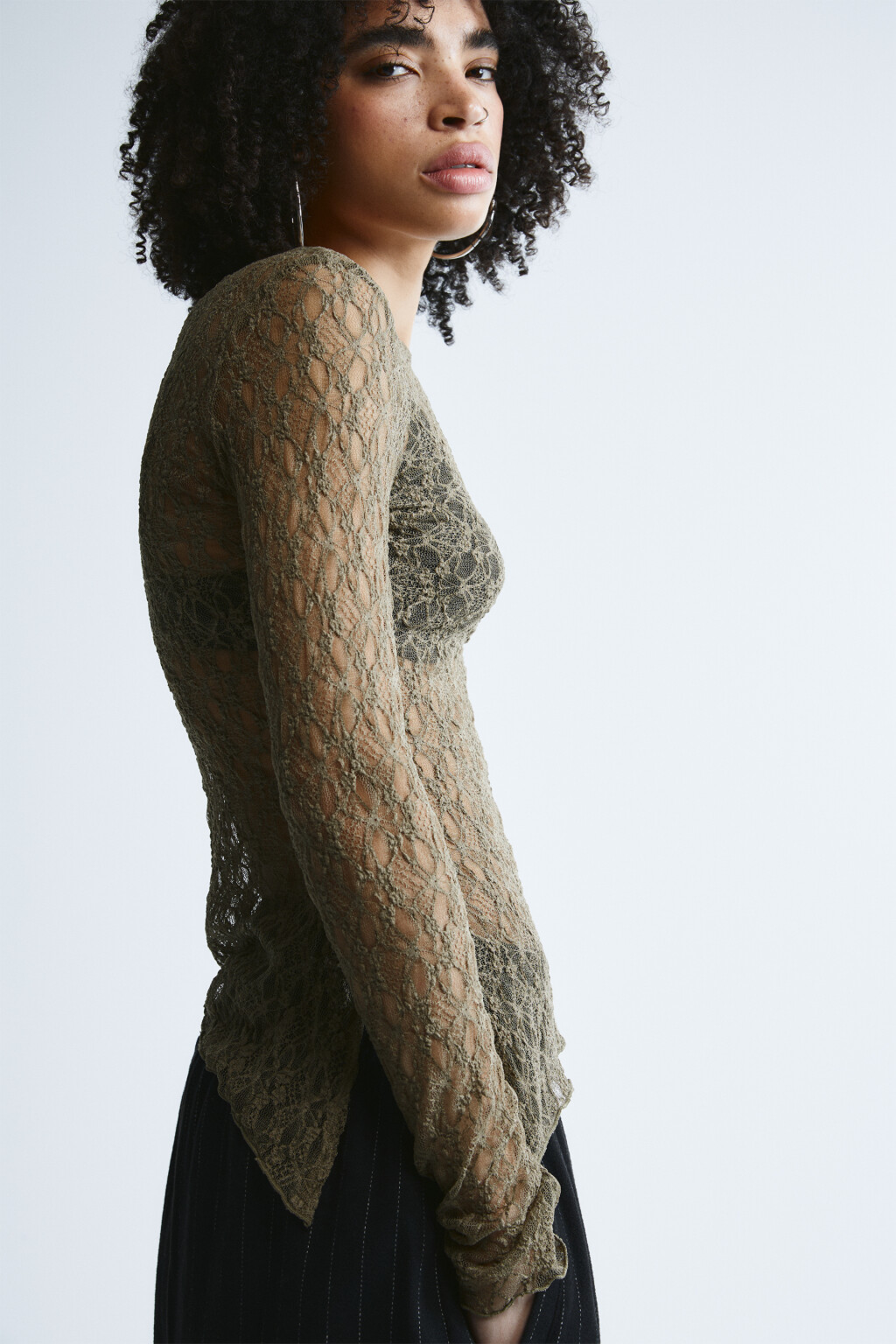 Блузка кружевная с асимметричным низом - цвет мультиколор - 1