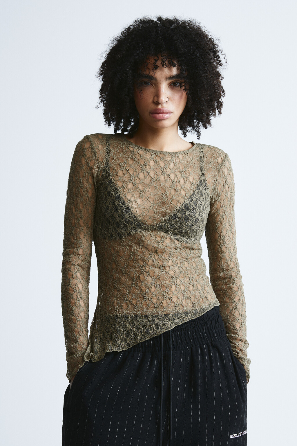 Блузка кружевная с асимметричным низом - цвет мультиколор - 2