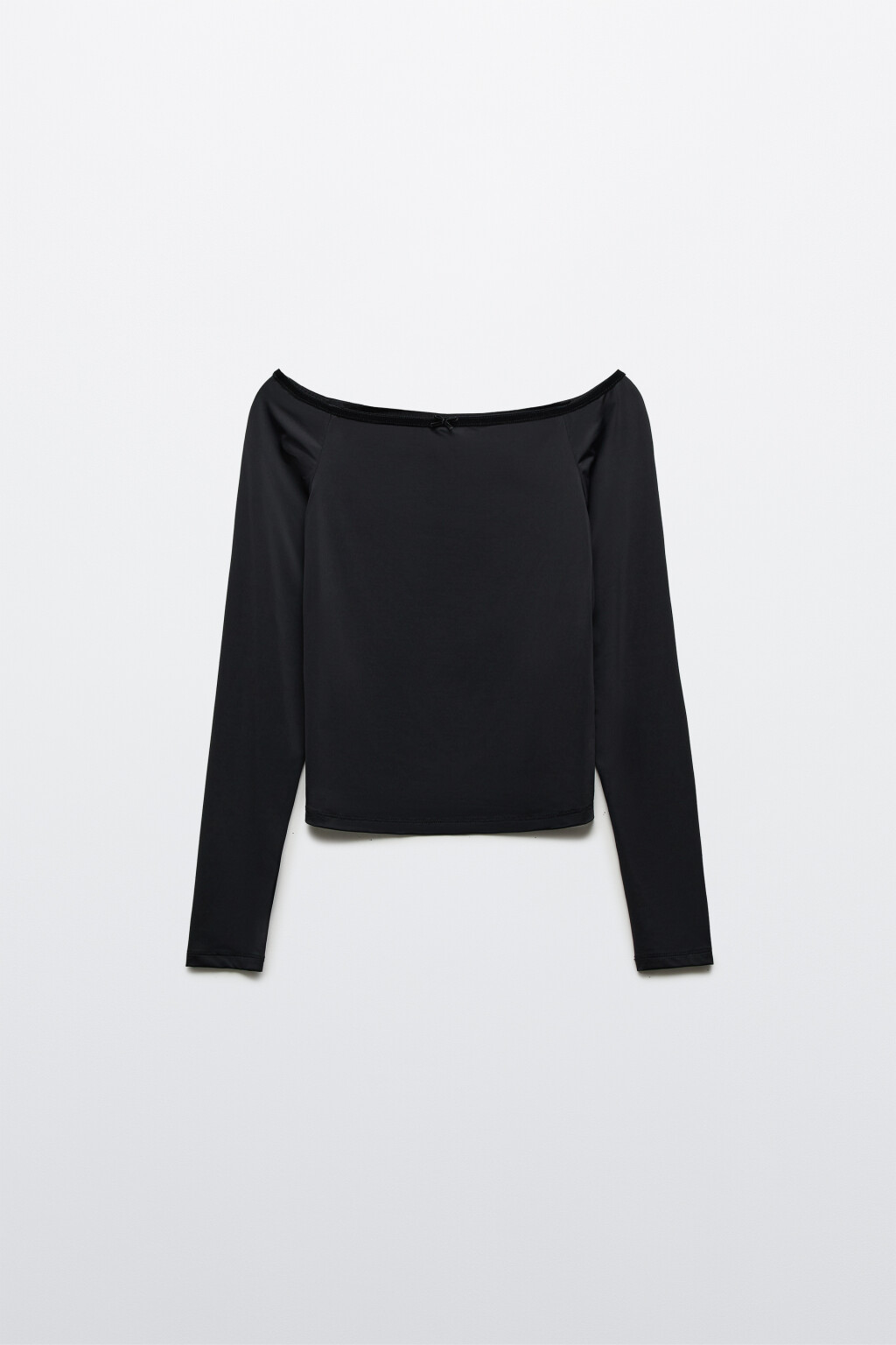 Лонгслив облегающий с бантиком - цвет черный - 1