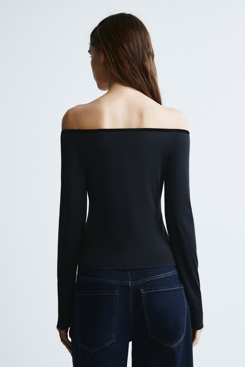 Лонгслив облегающий с бантиком - цвет черный - 3