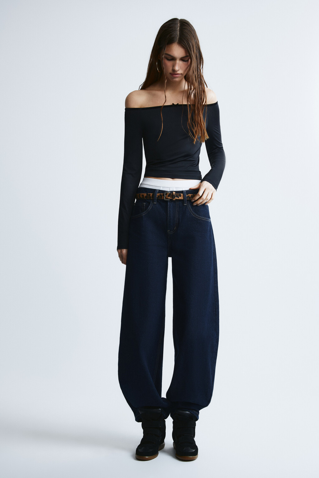 Лонгслив облегающий с бантиком - цвет черный - 4