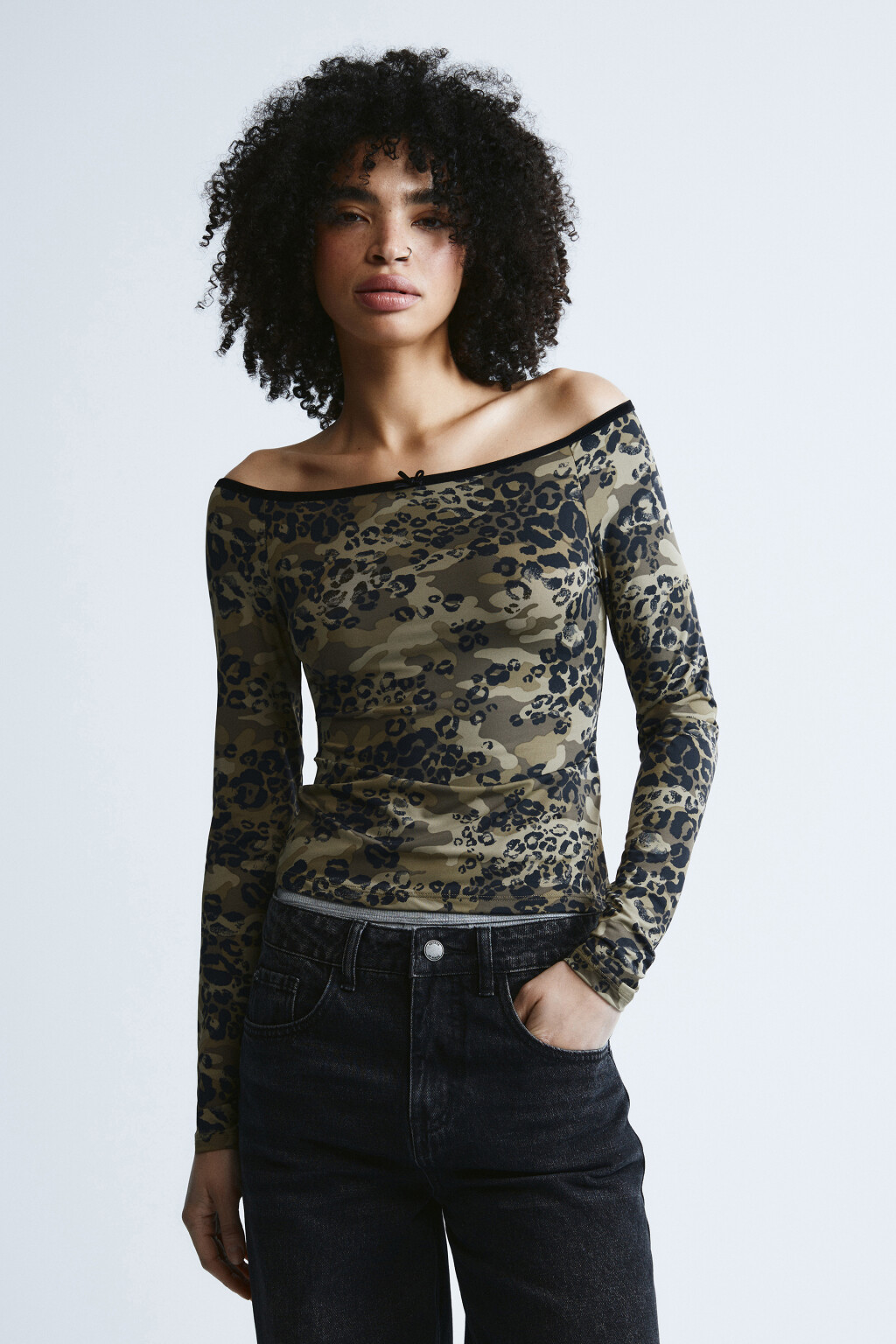 Лонгслив облегающий с бантиком - цвет бежевый - 3