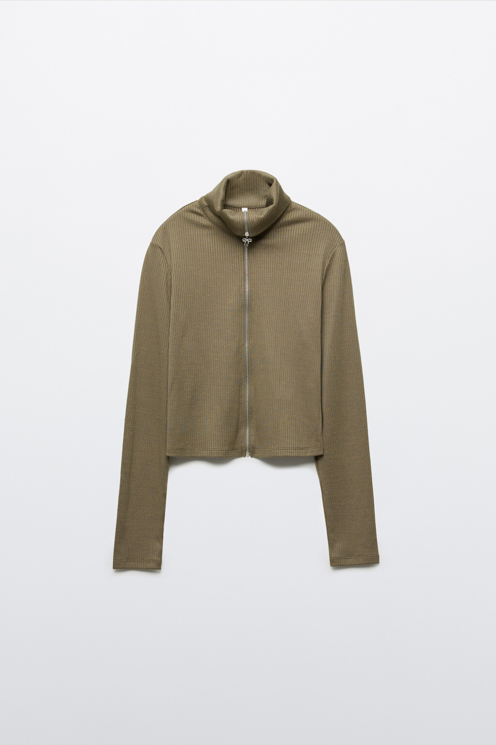 Кардиган на молнии с воротником-стойкой - цвет зеленый - 1