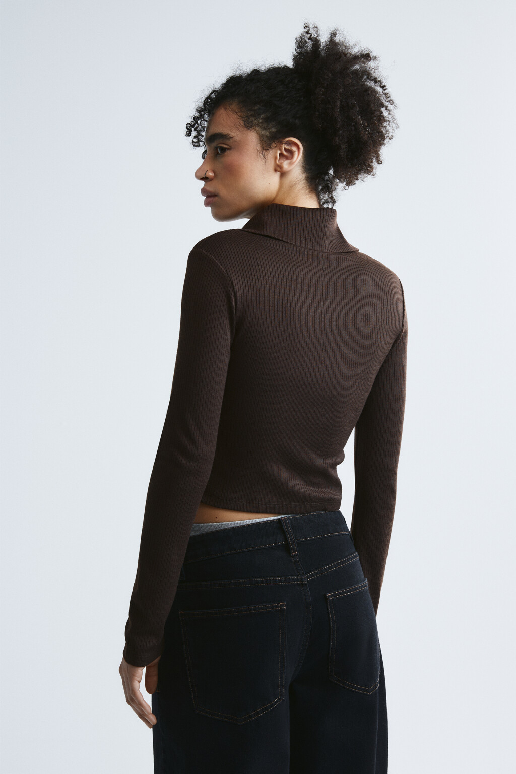 Кардиган на молнии с воротником-стойкой - цвет коричневый - 3