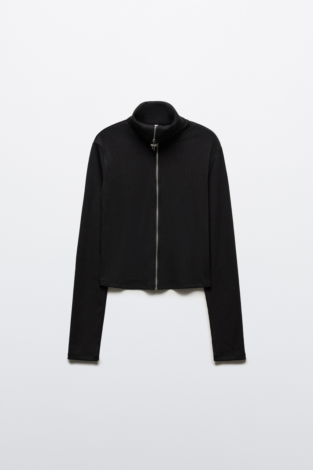 Кардиган на молнии с воротником-стойкой - цвет черный - 1