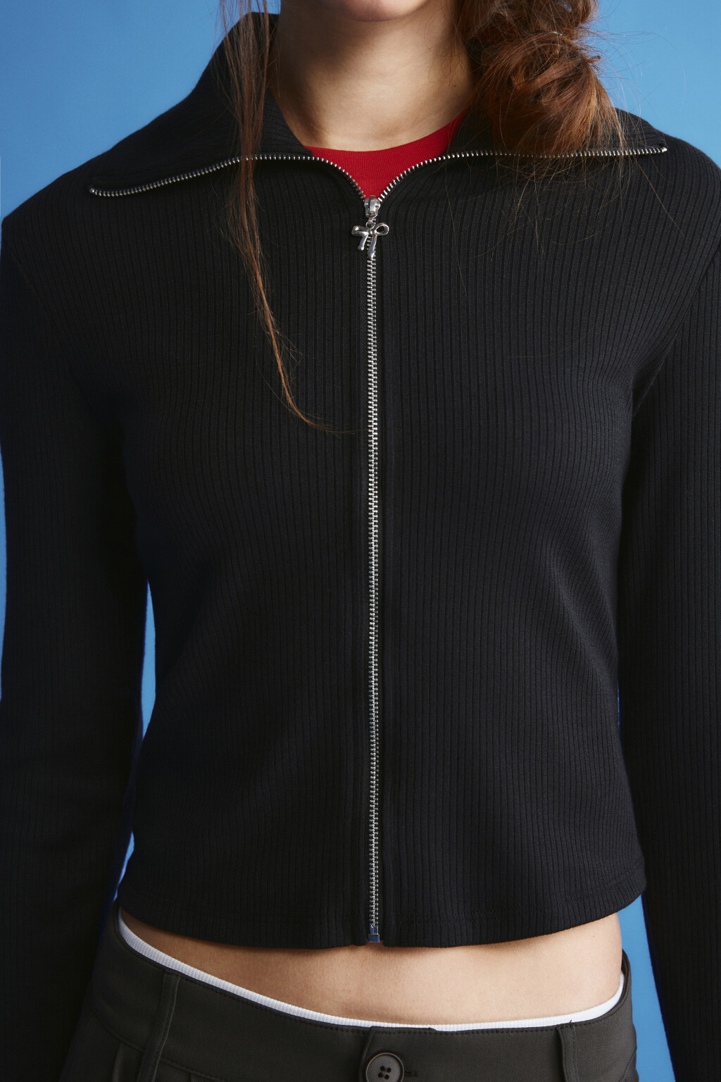 Кардиган на молнии с воротником-стойкой - цвет черный - 7