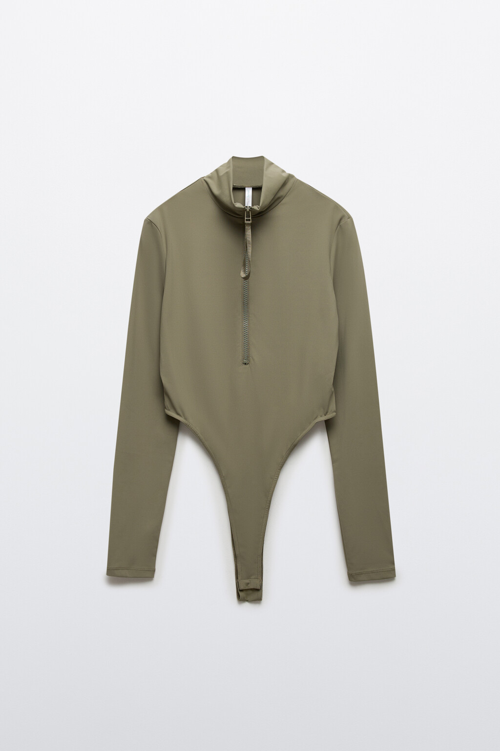 Блузка-боди с высокими вырезами и воротником-стойкой - цвет зеленый - 1