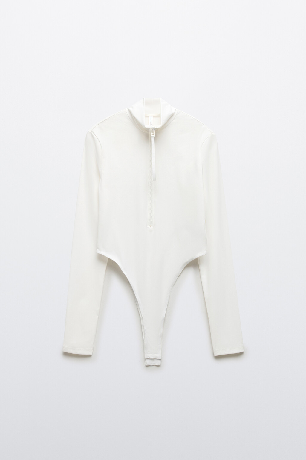 Блузка-боди с высокими вырезами и воротником-стойкой - цвет белый - 1