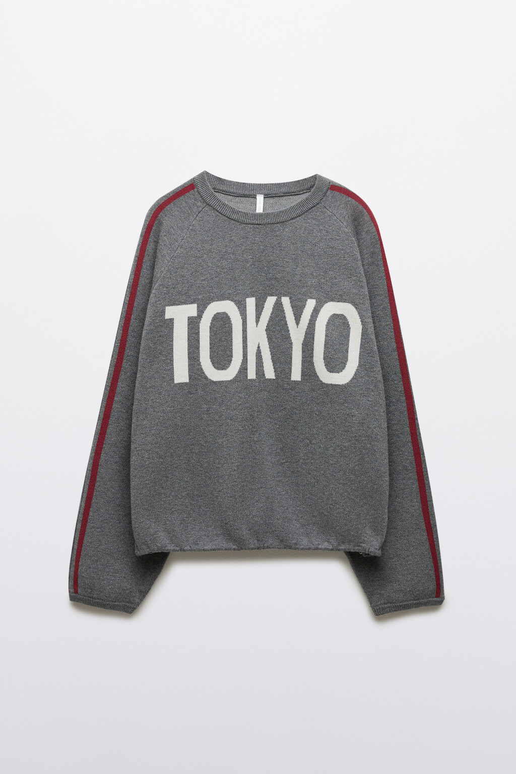 Джемпер вязаный с лампасами - цвет серый - 1