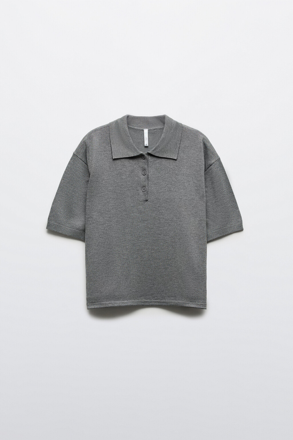 Футболка-поло вязаная - цвет серый - 1