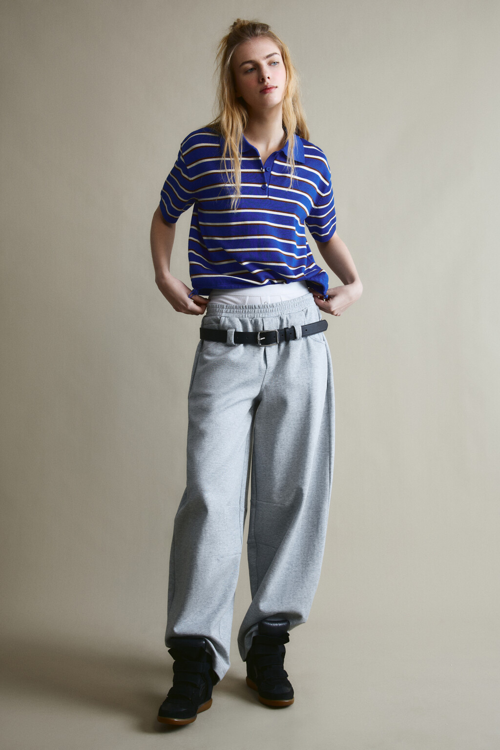 Футболка-поло вязаная - цвет синий - 4