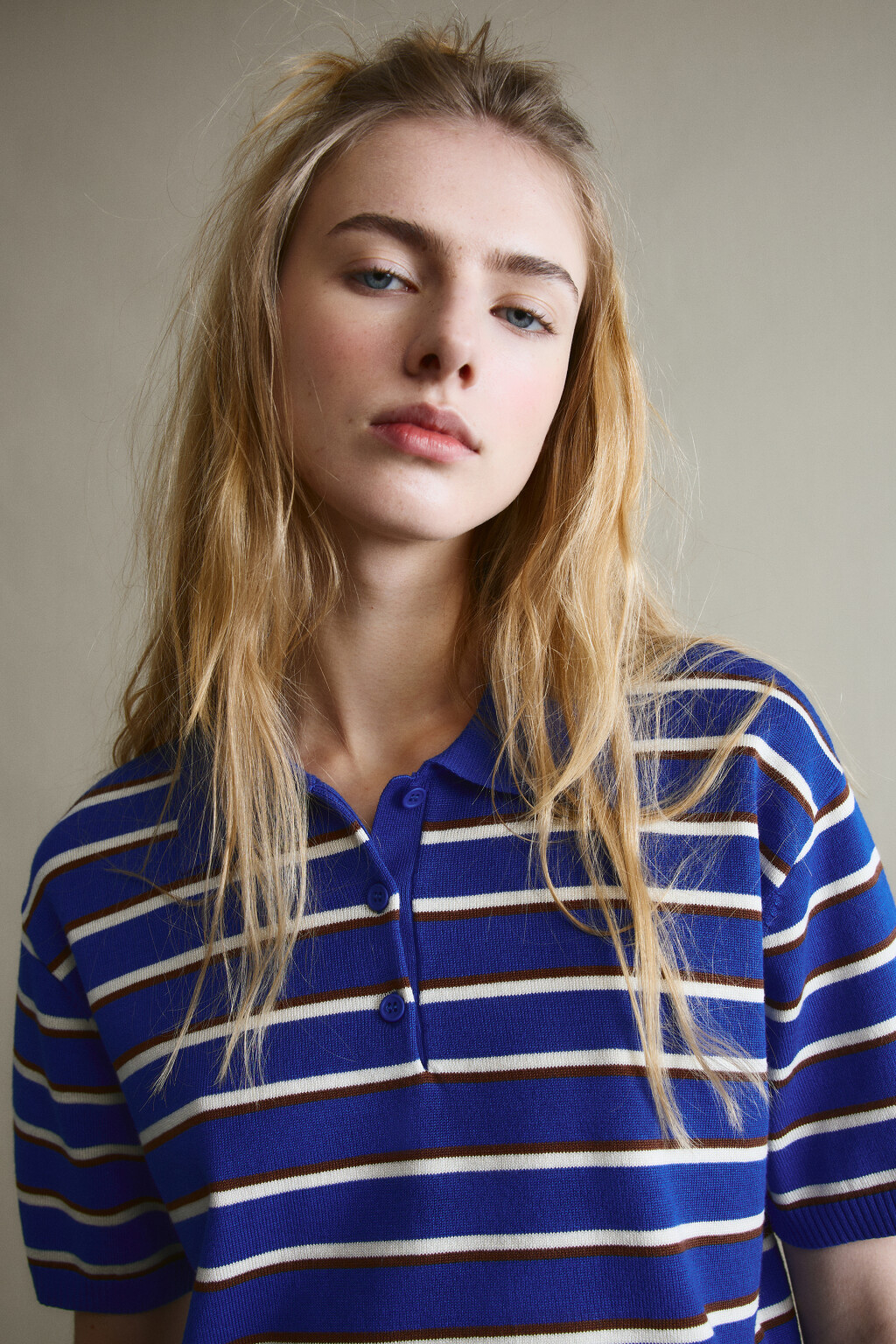 Футболка-поло вязаная - цвет синий - 5