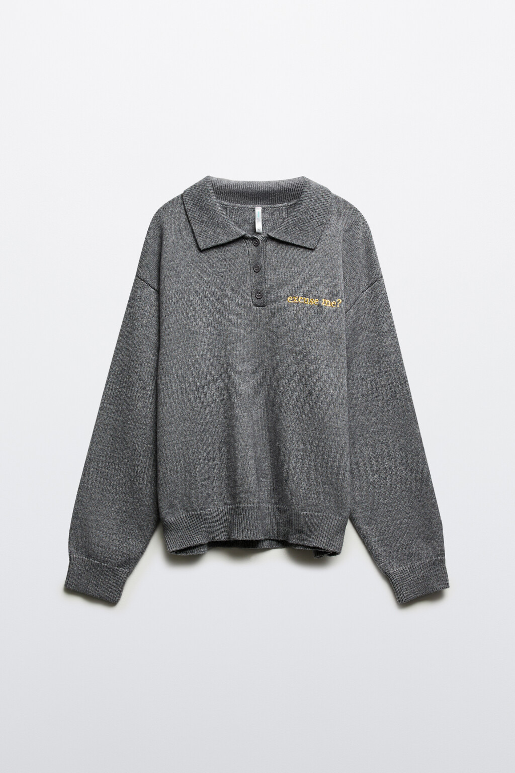 Джемпер вязаный с вышивкой - цвет серый - 1