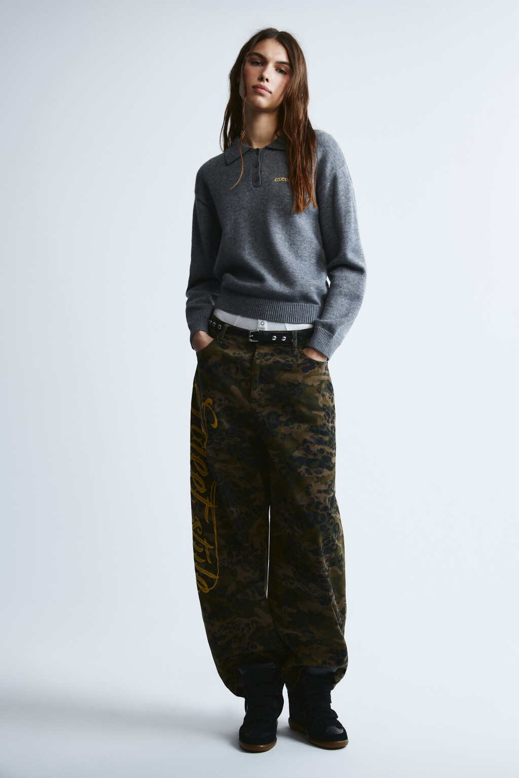 Джемпер вязаный с вышивкой - цвет серый - 5