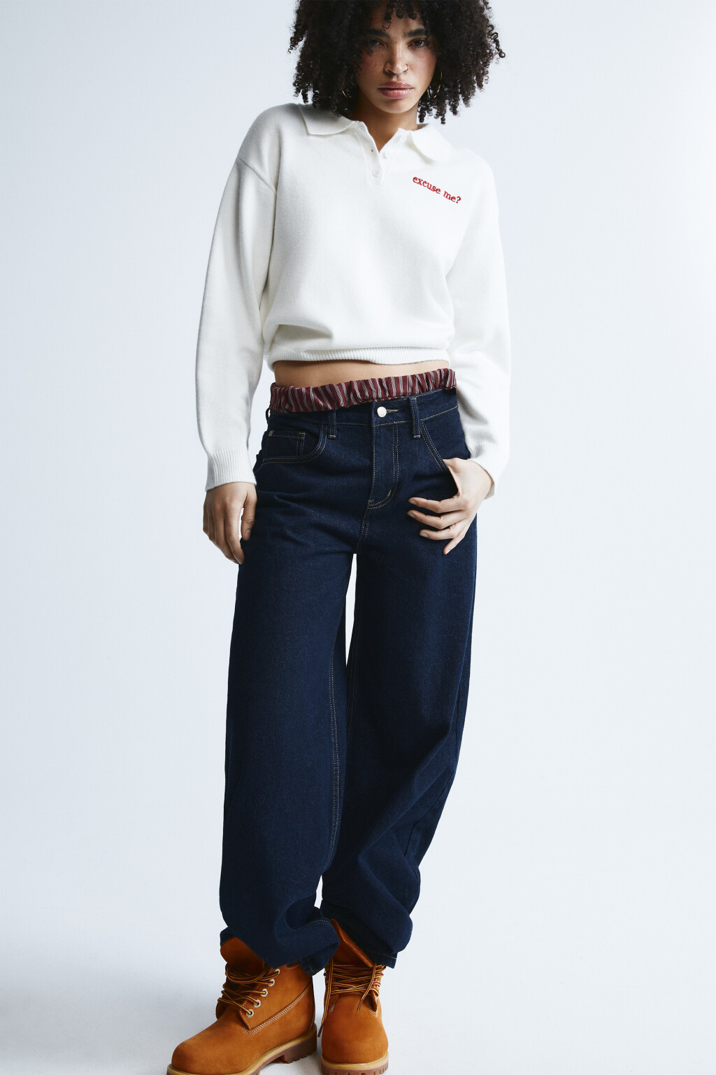 Джемпер вязаный с вышивкой - цвет молочный - 2