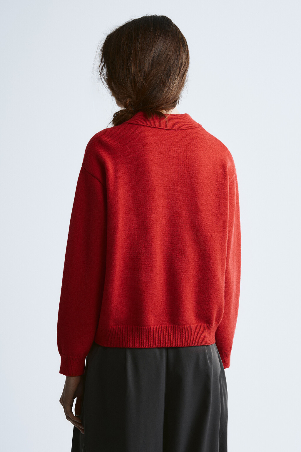 Джемпер вязаный с вышивкой - цвет красный - 3