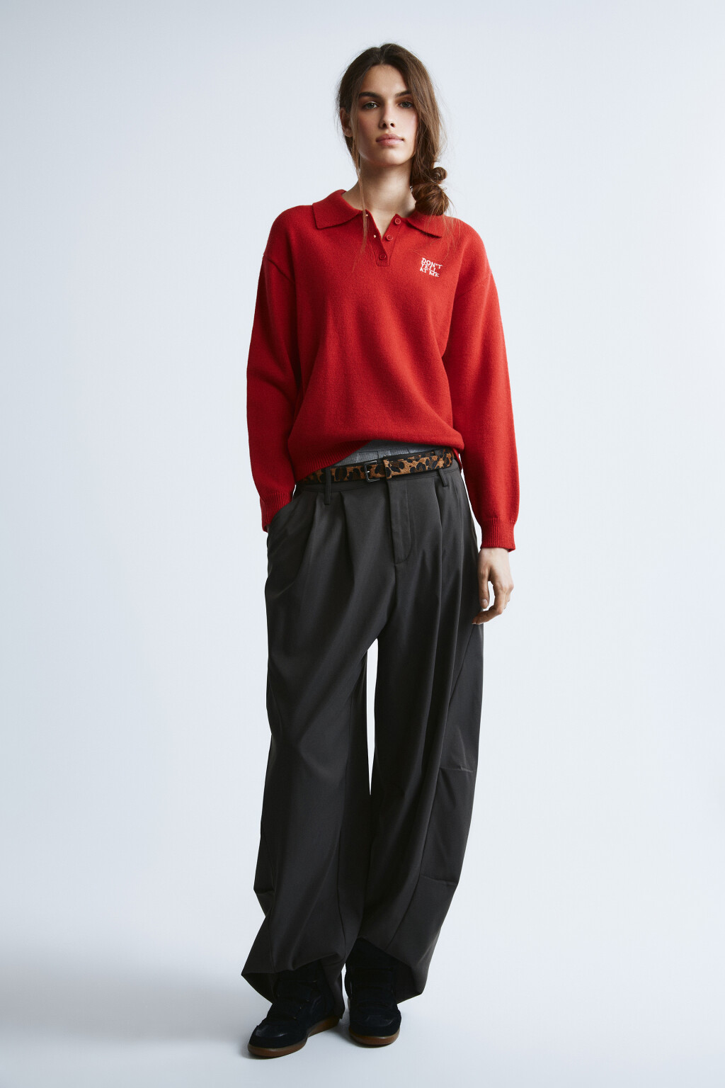 Джемпер вязаный с вышивкой - цвет красный - 4