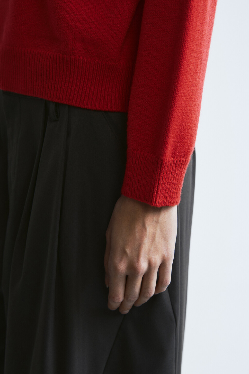 Джемпер вязаный с вышивкой - цвет красный - 5