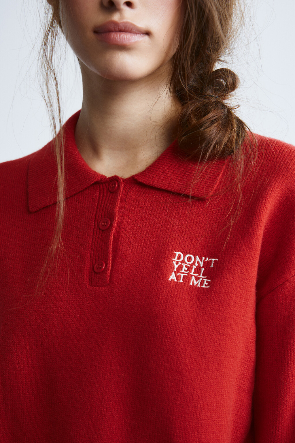 Джемпер вязаный с вышивкой - цвет красный - 6