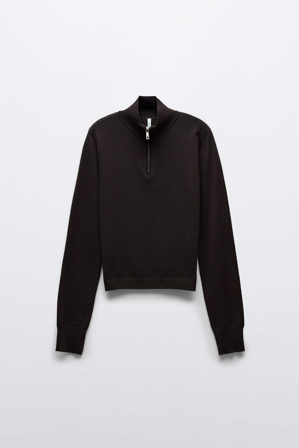 Джемпер вязаный с вортником-стойкой - цвет коричневый - 1