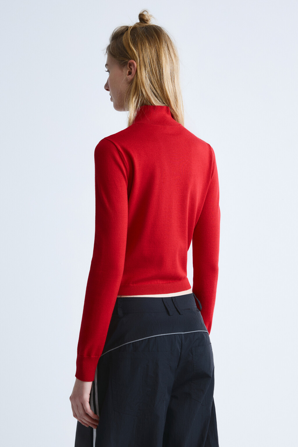 Джемпер вязаный с вортником-стойкой - цвет красный - 3