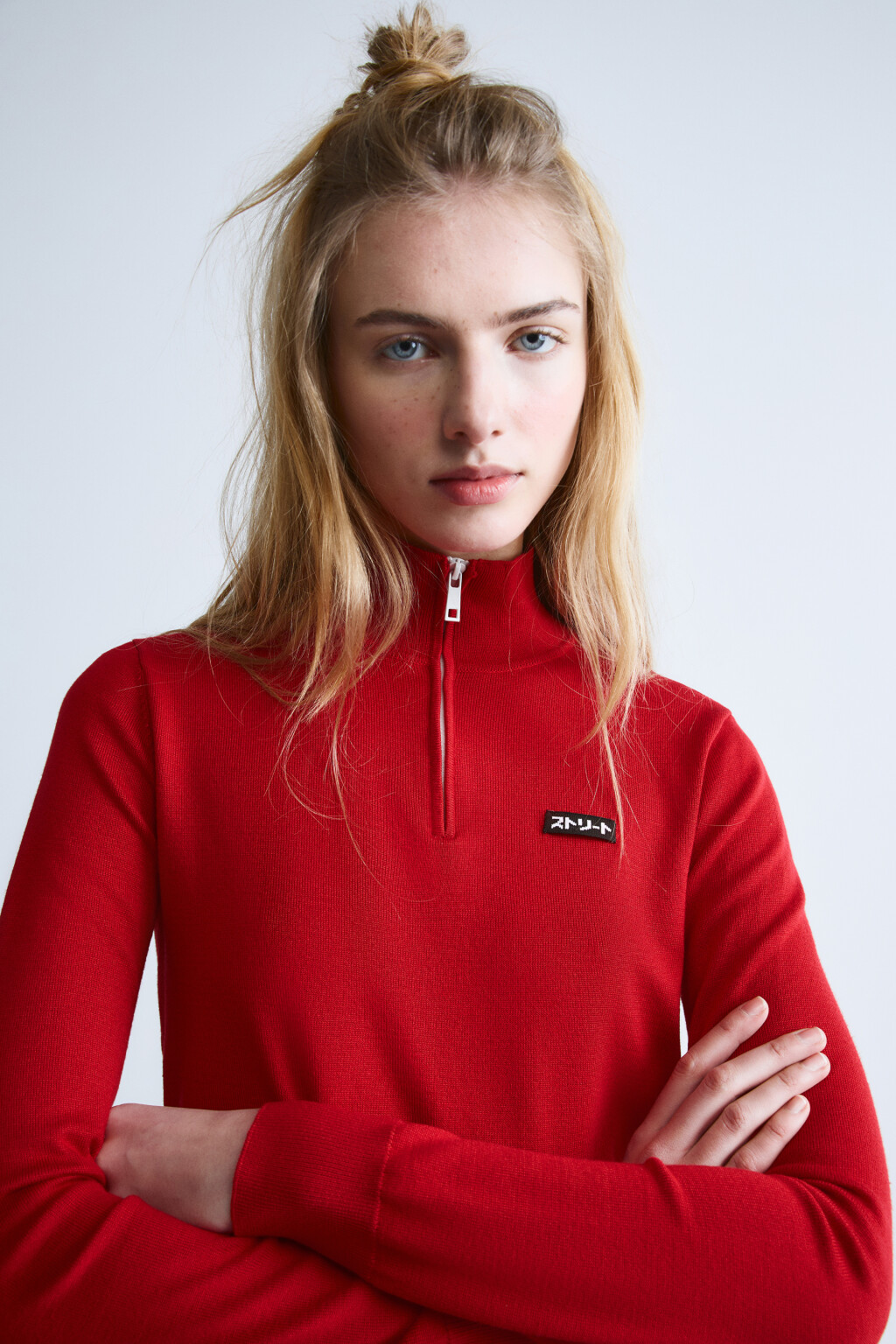 Джемпер вязаный с вортником-стойкой - цвет красный - 6