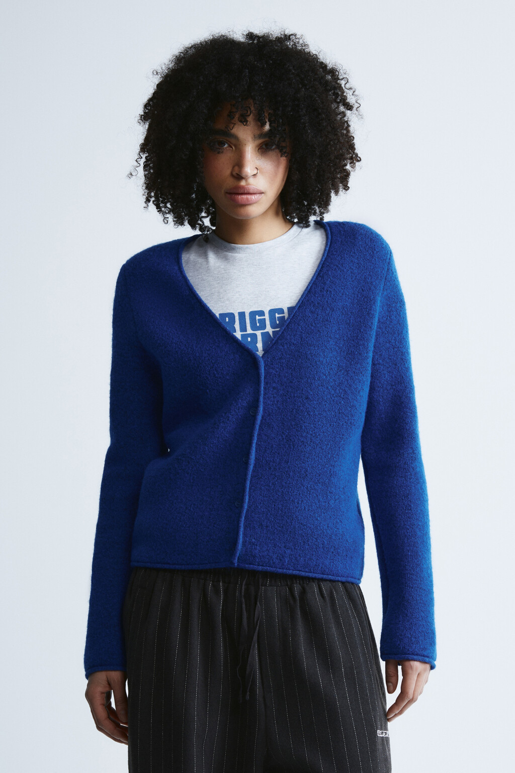 Кардиган вязаный с шерстью - цвет синий - 4