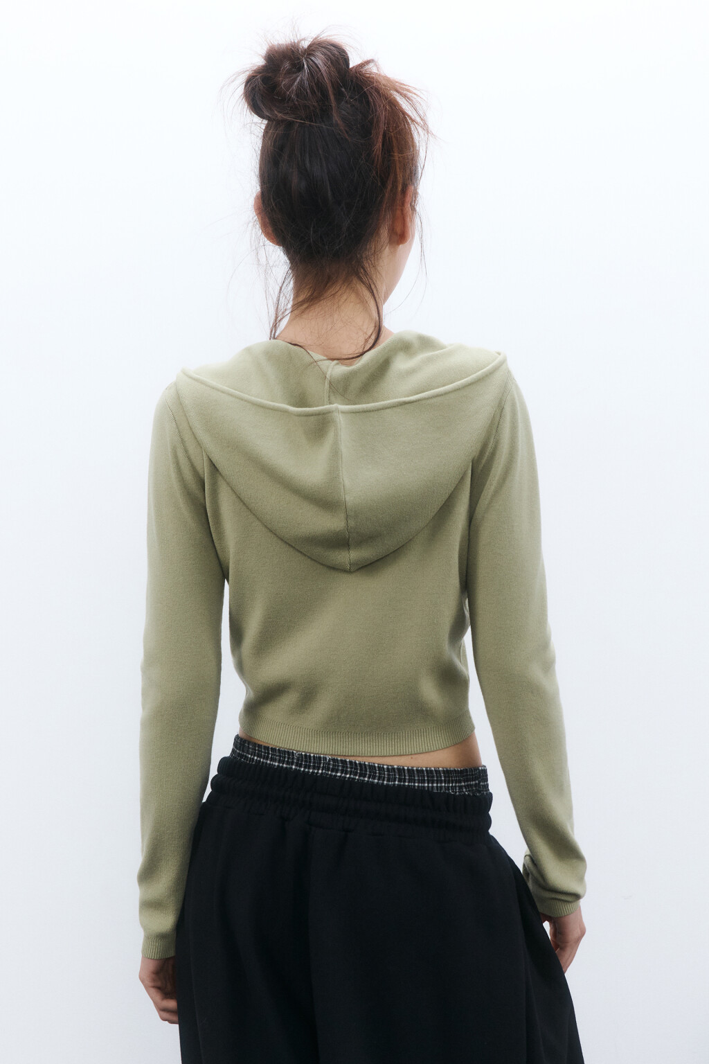 Худи-зипка вязаная с капюшоном - цвет зеленый - 3