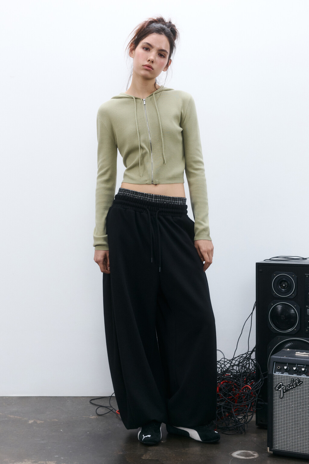 Худи-зипка вязаная с капюшоном - цвет зеленый - 4