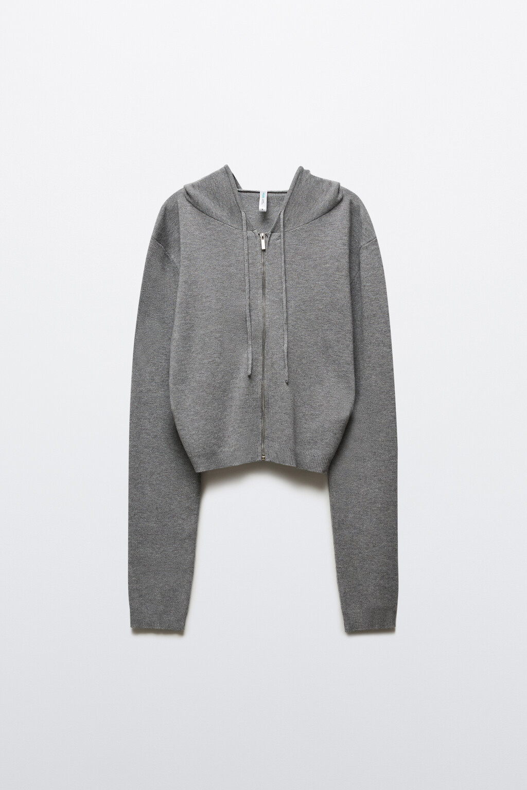 Худи-зипка вязаная с капюшоном - цвет серый - 7