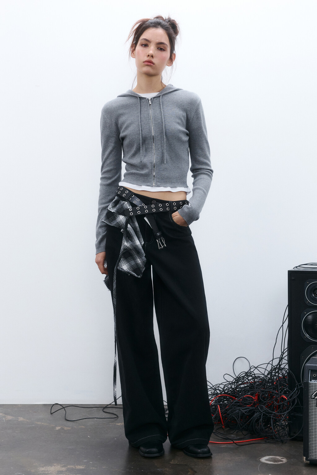 Худи-зипка вязаная с капюшоном - цвет серый - 4