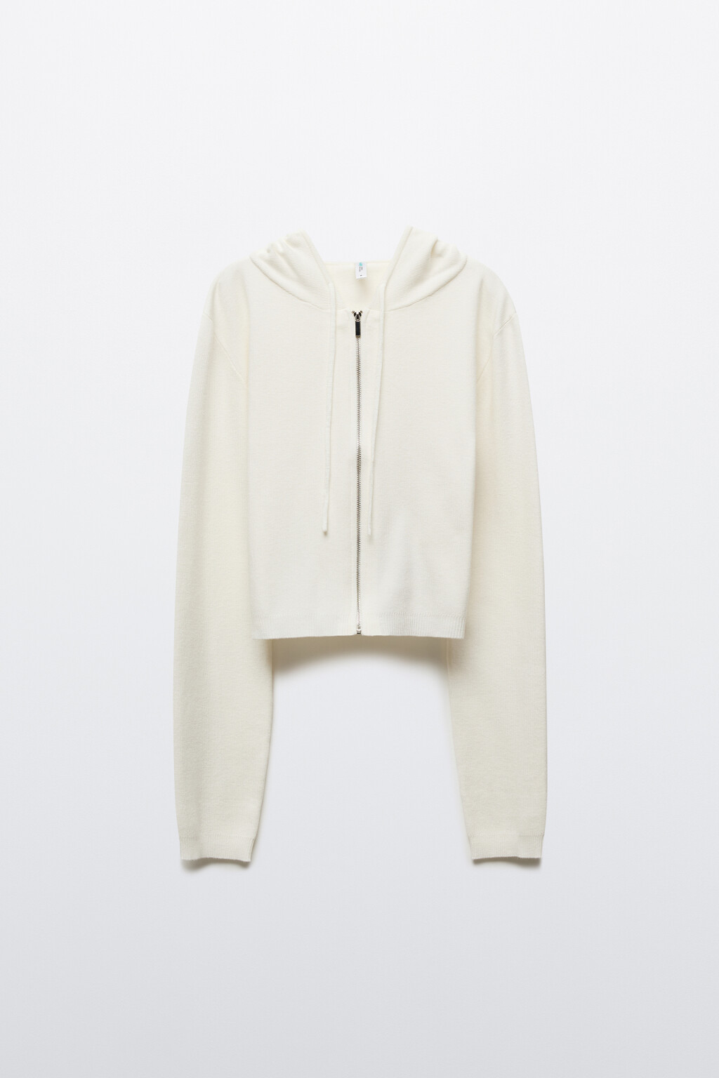 Худи-зипка вязаная с капюшоном - цвет молочный - 7