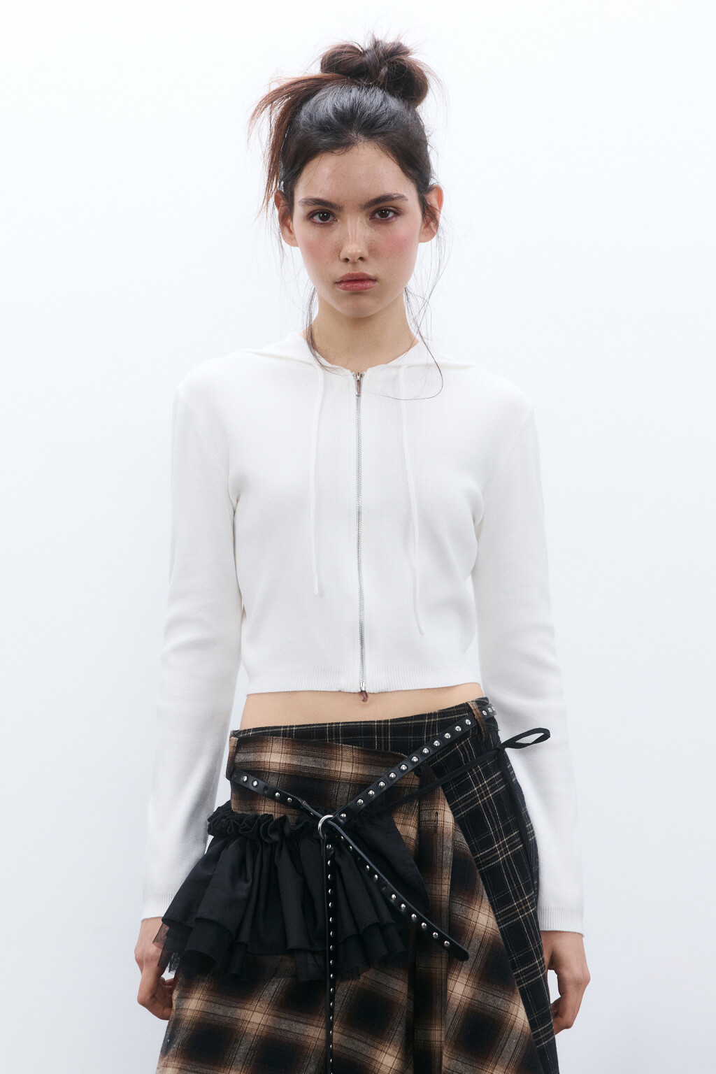 Худи-зипка вязаная с капюшоном - цвет молочный - 2